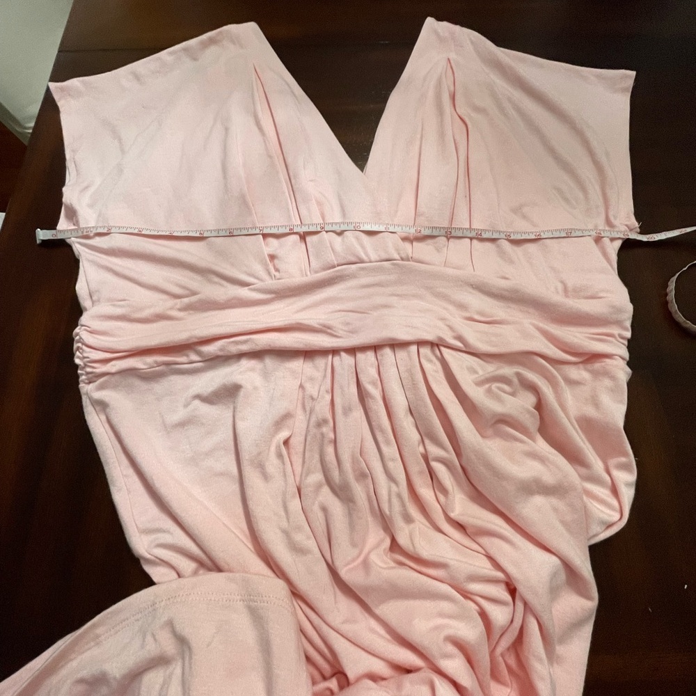 Iman women’s Deep-V-neck sleeve less pink Maxi dress with empire waist line XL - Picture 5 of 7